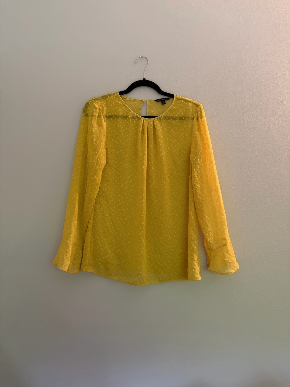 Banana Republic Bright Yellow Swiss Dot Long-Sleeve Blouse
